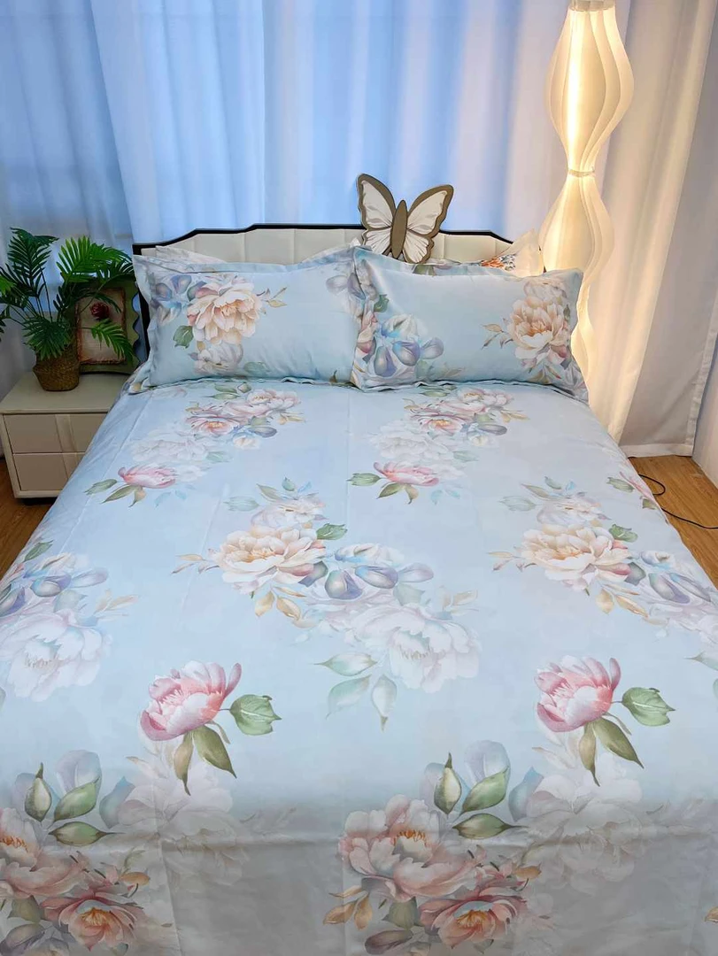 山东老粗布2.4米*2.3米床单加厚加密贴身透气【花梦雨】