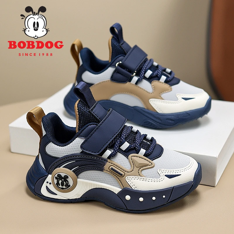 巴布豆男童鞋子皮面防水2025春秋时尚新款软底运动百搭户外儿童鞋