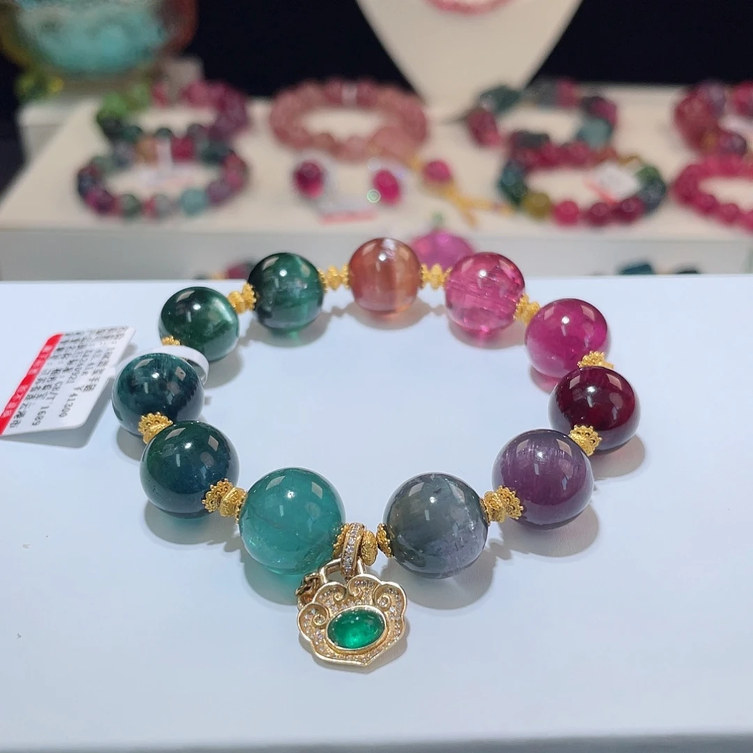 碧玺手链18K金镶嵌碧玺手链