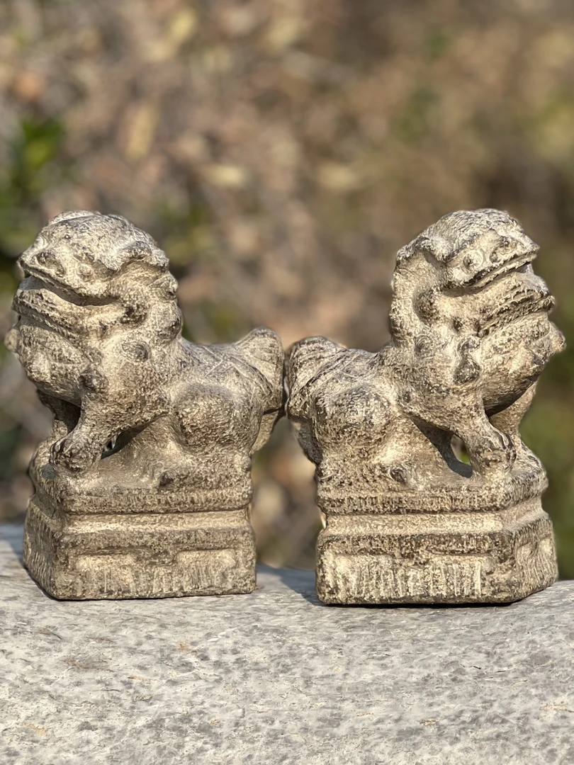 【案头狮】青石，皮壳包浆老辣