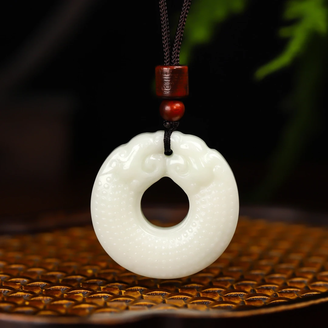 陕西西安临潼兵马俑景区蓝田玉双龙护主吊坠玉佩天然活玉正品保真