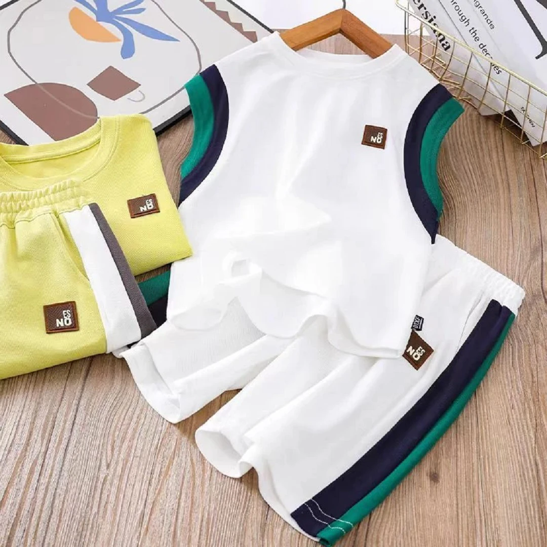 男女童套装夏款2025新款儿童中大童男孩韩版休闲背心运动服两件套