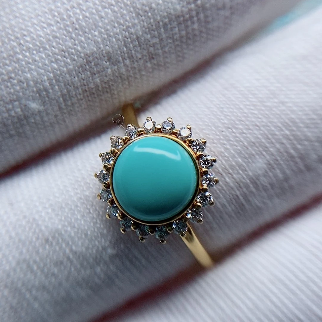 绿松石戒指18K金镶嵌