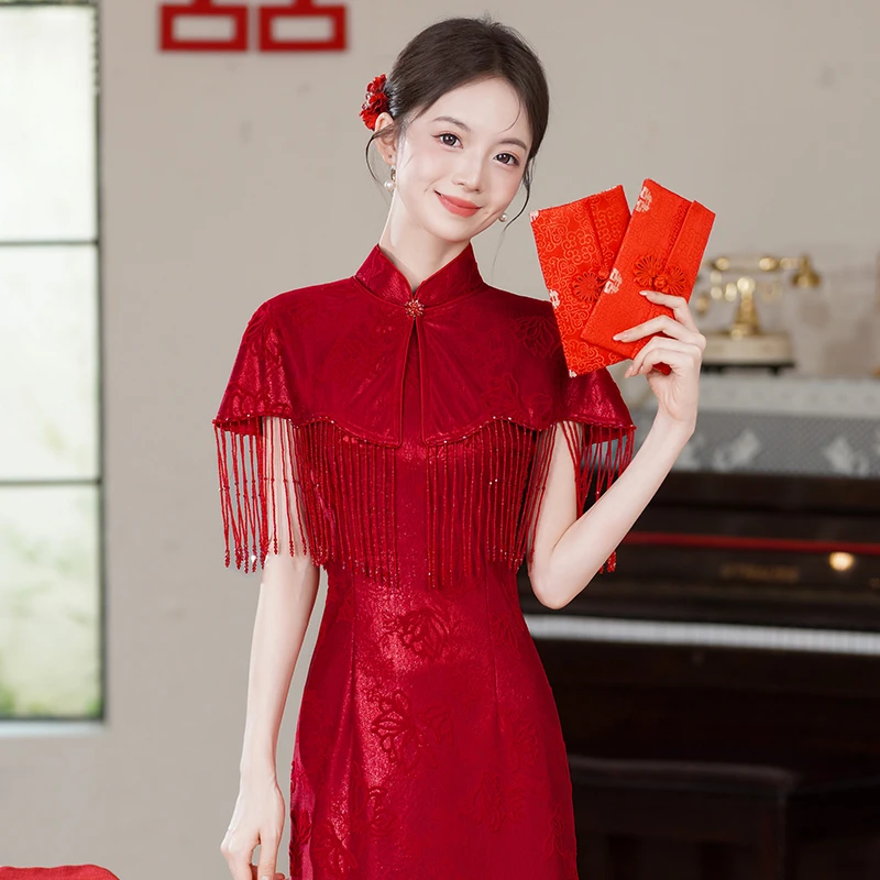 10月份喜婆婆婚宴装两件2025新款妈妈礼服平时可穿旗袍改良连衣裙