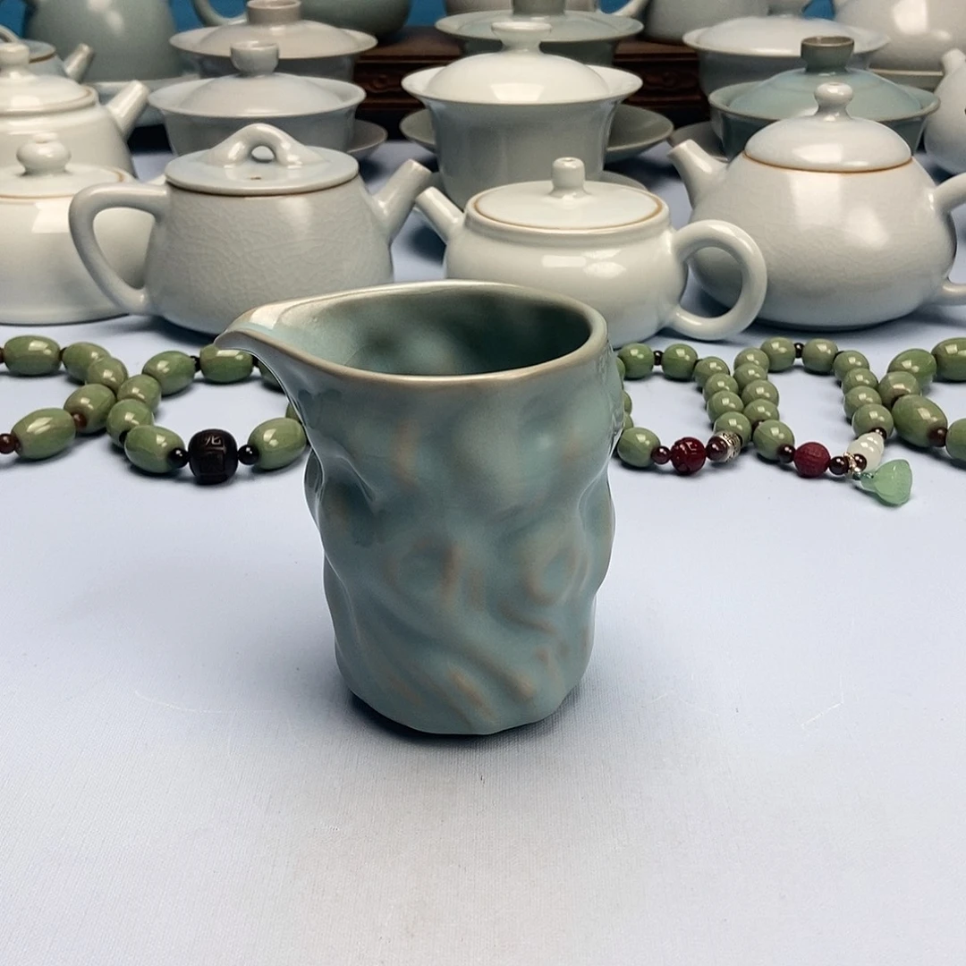 杯仿古天蓝釉公道杯原矿原釉原产地