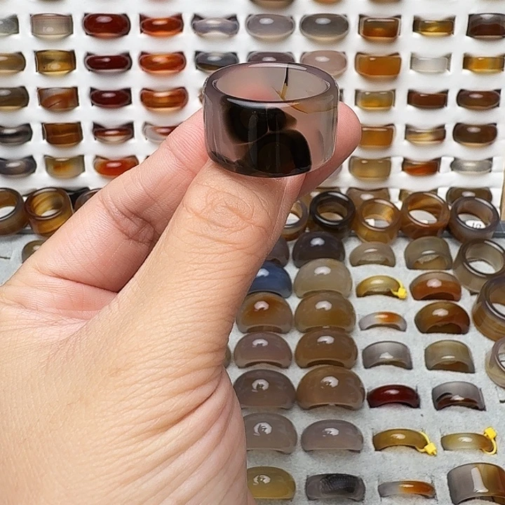 玛瑙/玉髓未镶嵌戒圈25圈开播福利不退换