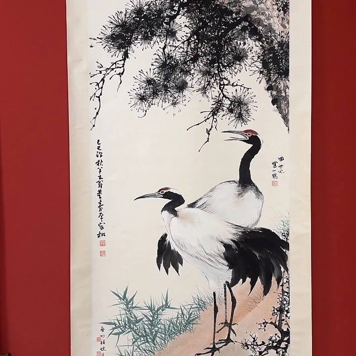 国画董启田白合作国画立轴