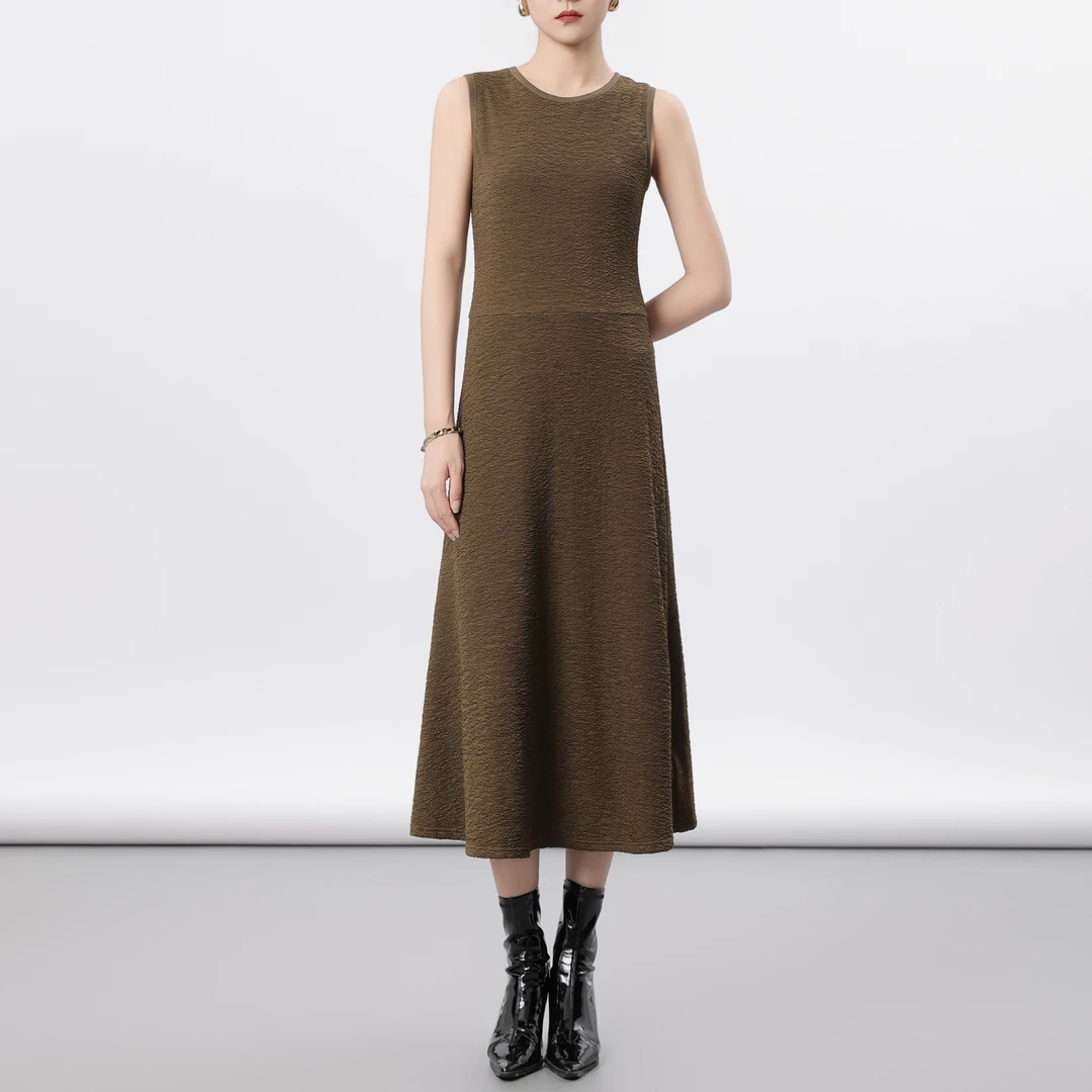 AMASS/阿玛施时尚修身经典舒适黑色圆领无袖连衣裙女士5500528