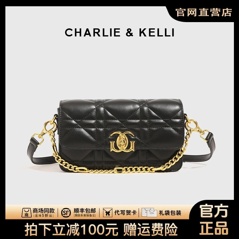 官网小c&k女包小c&k新款黑色高档精致链条腋下时尚高档单肩斜挎包