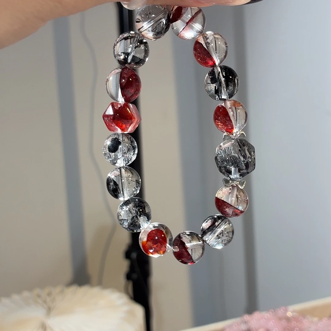 未镶嵌手串水晶闪灵红胶花设计款12+