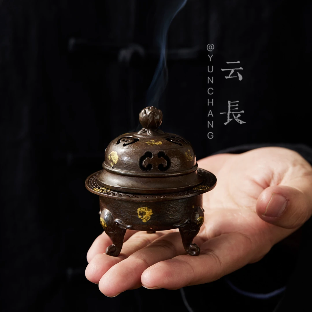【云长】仿古象腿莲花香炉檀香熏香家用焚香供奉（有模具印介意勿拍）