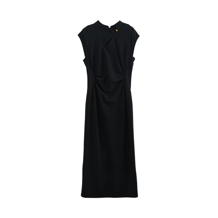 西町村屋改良收腰旗袍连衣裙女装夏季新款中式无袖裙子XXAB10180