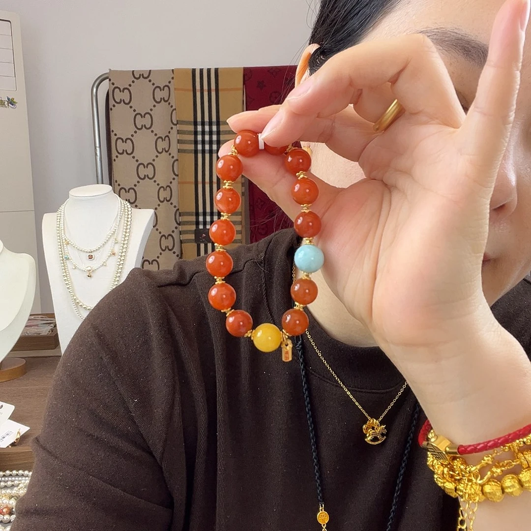 南红玛瑙合金手链南红手链轻奢气质