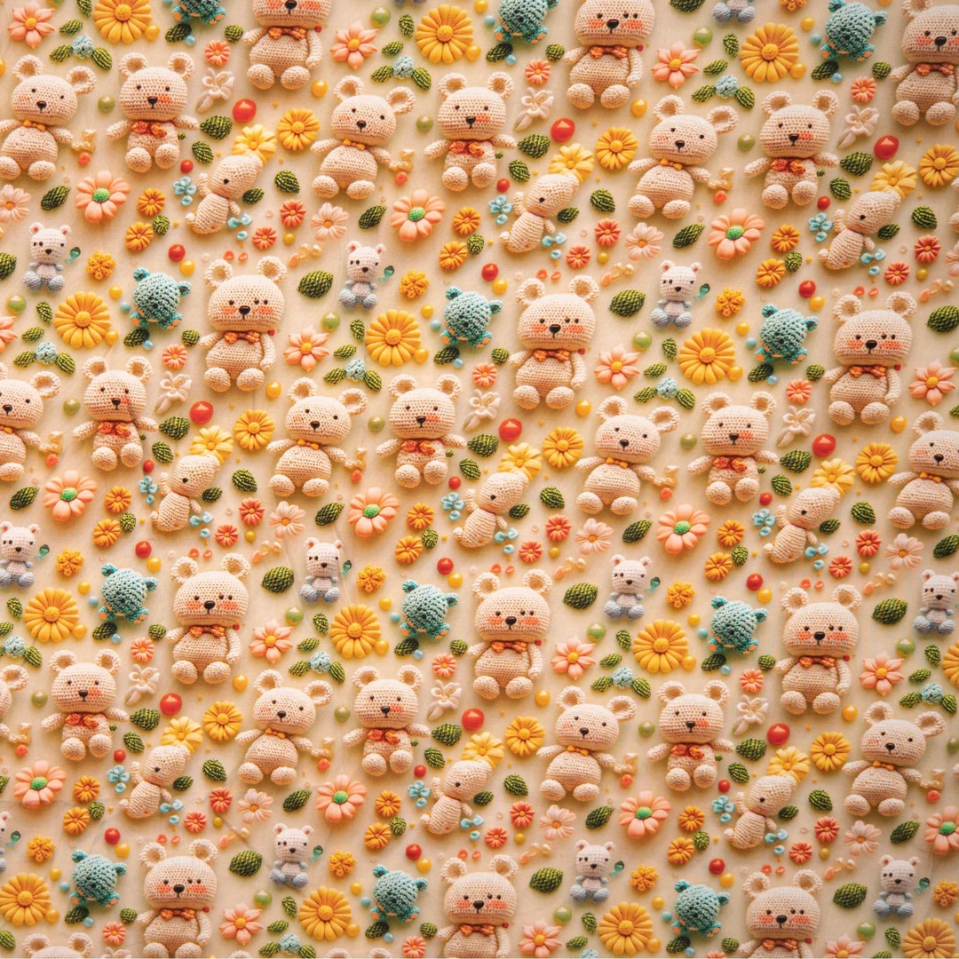 高密棉绸·立体感 小熊 连衣裙旗袍床单被罩面料柔软透气