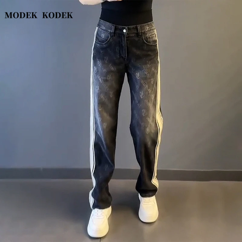 MODEK KODEK高级感潮牌直筒宽松牛仔裤男士夏季潮流痞帅复古长裤