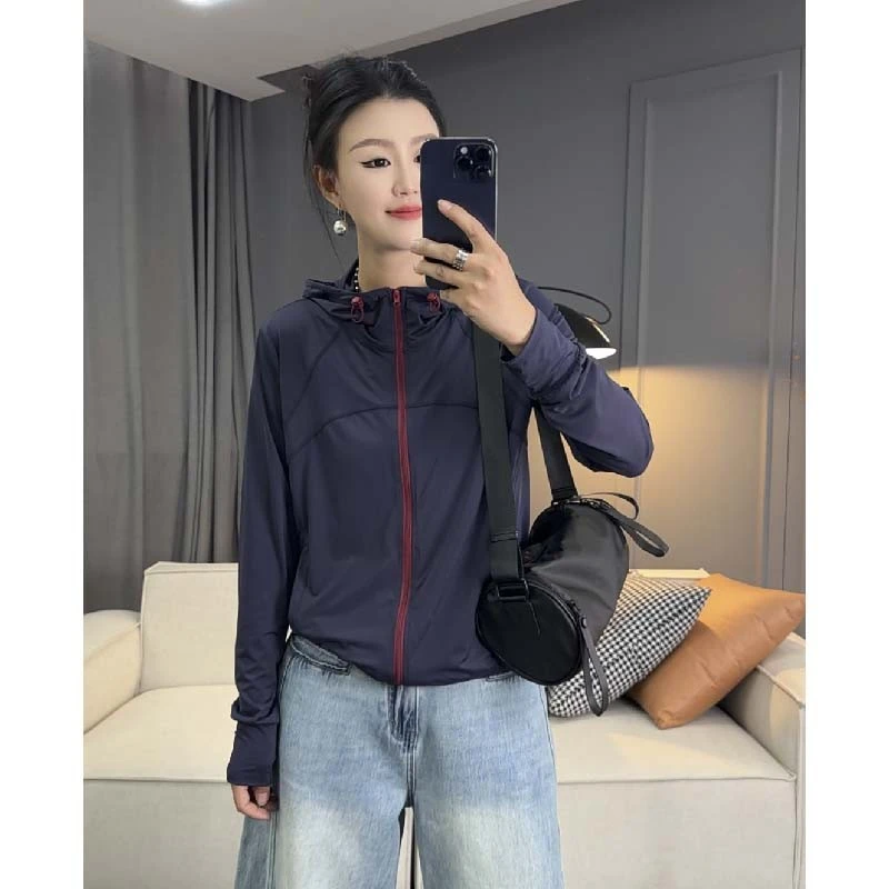 冰凉爽高弹连帽防晒衣女2025夏季新款时尚休闲户外旅游短外套