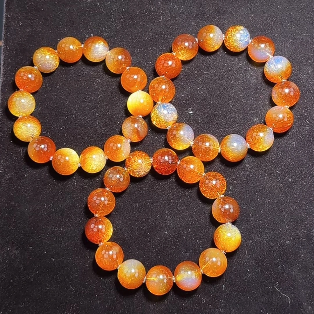 【齐福珠宝】12/21-/14mm馆藏级同料红蓝金沙珀（多样性发其一）