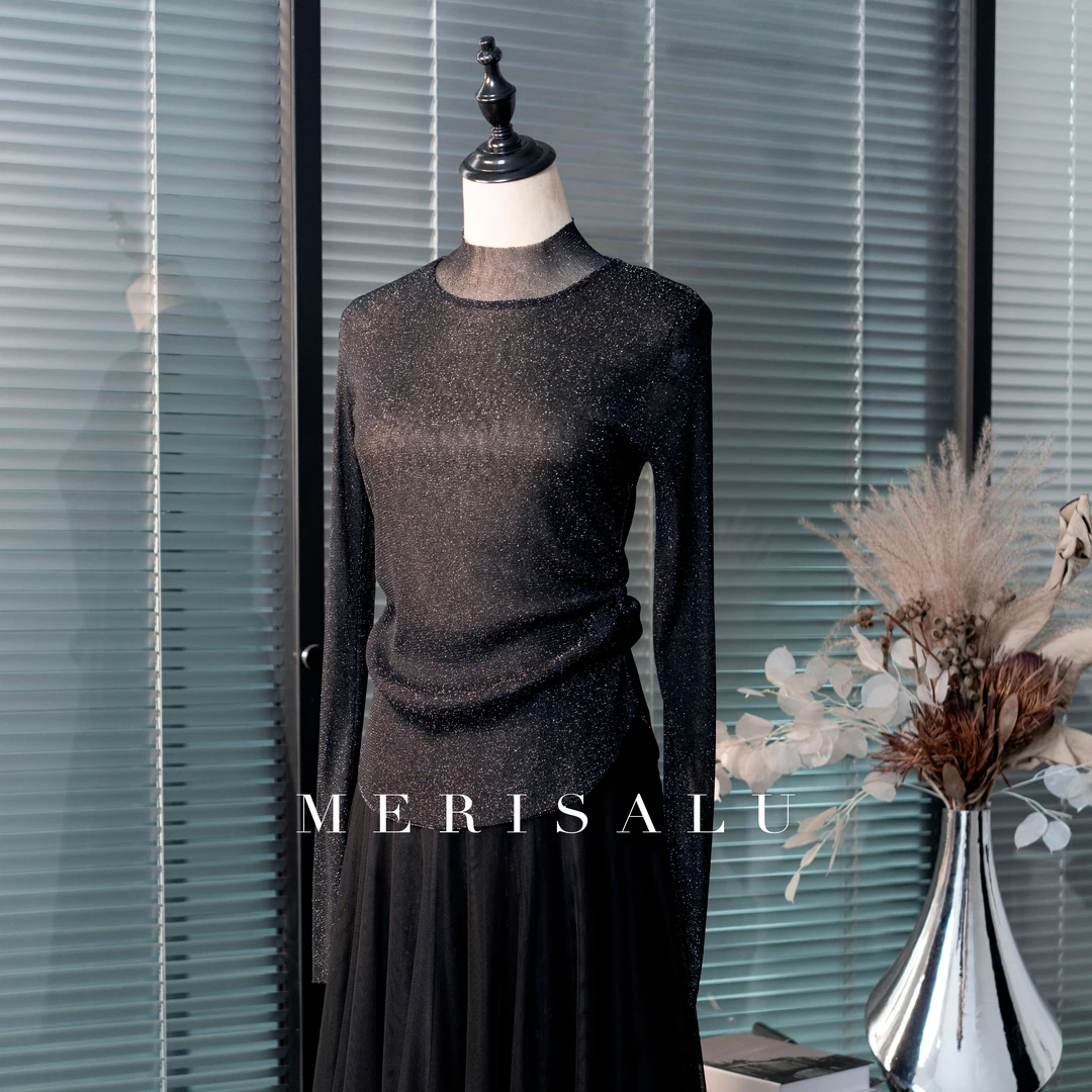 MERISALU【CHEN STUDIO】等风来-亮丝半透轻薄防晒打底长袖上衣