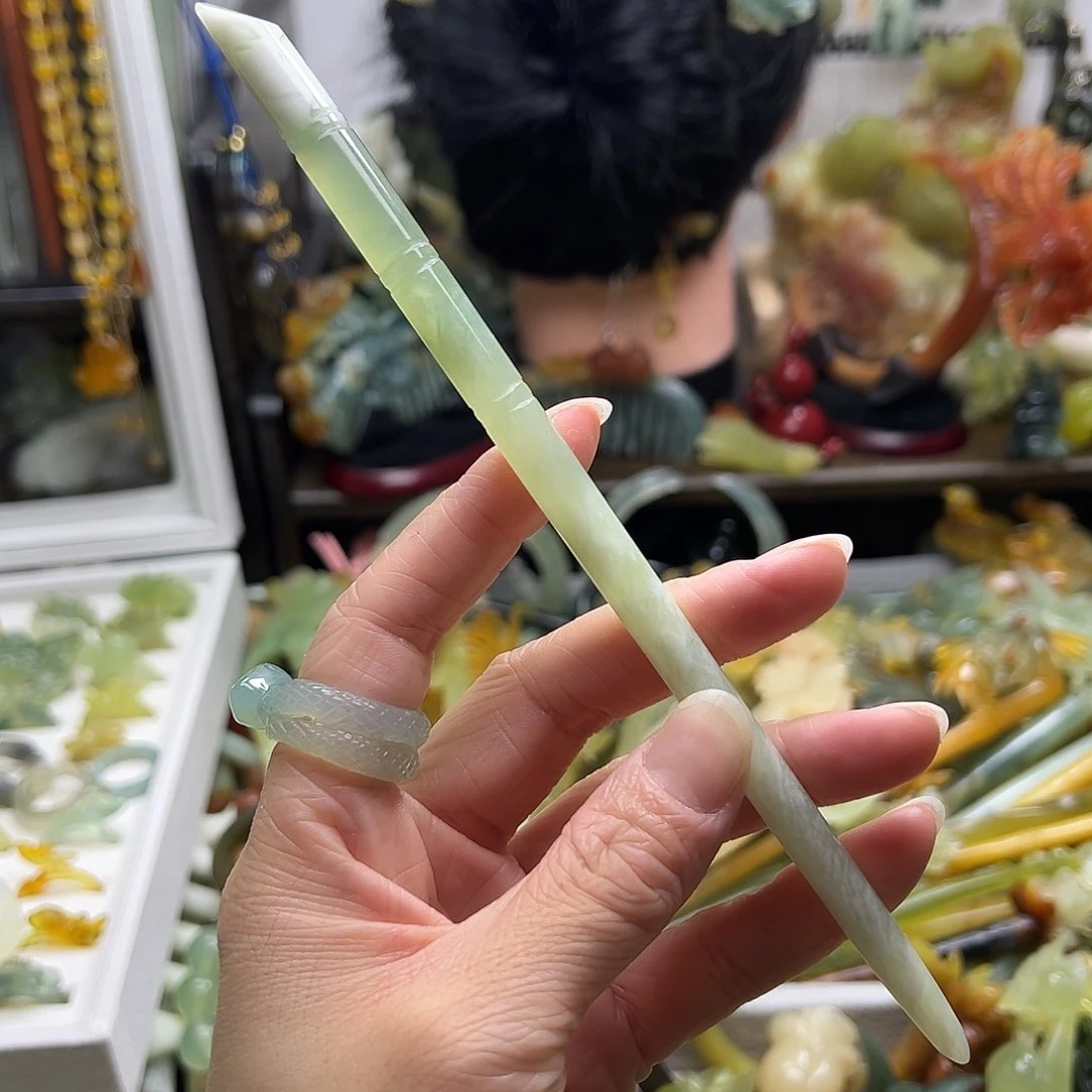 蛇纹石玉发饰合金