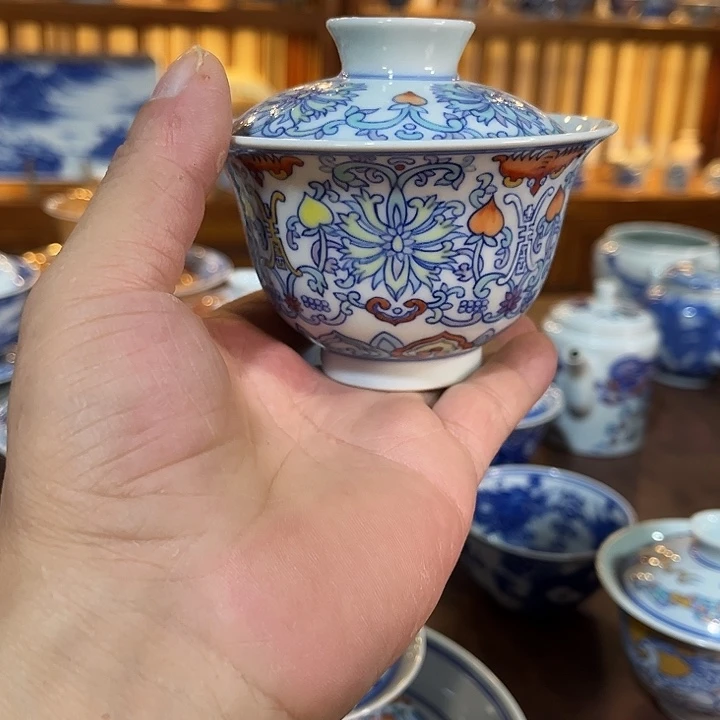 錡镇堂手工手绘绘盖碗