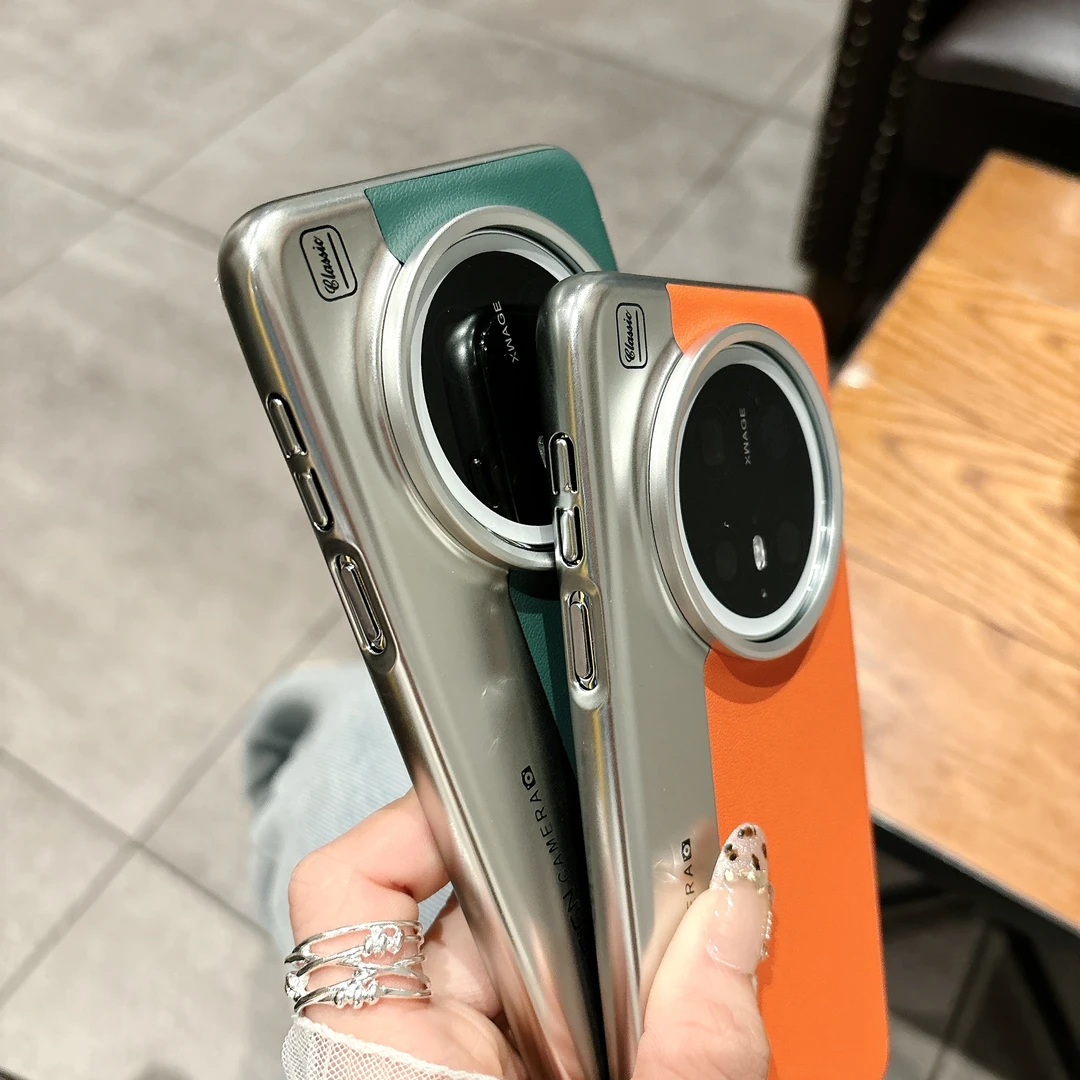 适用【华为mate60Pro+】素皮电镀双拼手机壳商务男防摔相机设计