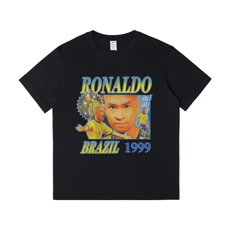 张家辉罗纳尔多朗拿度t恤朗拿度街头风格短袖t恤圆领纯棉男装
