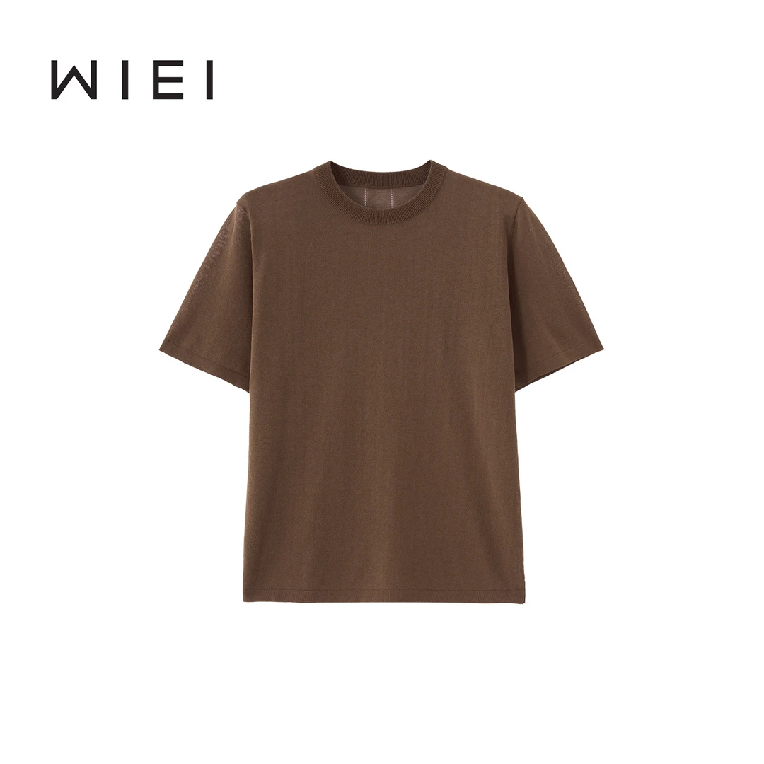 《WI EI》零距离*时髦轻盈裸感三醋酸 圆领朦胧微透针织衫W25209151