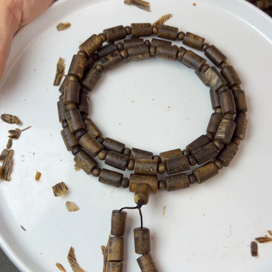 手串沉香pbc海南尖峰岭白棋老料板头隔珠长串27g多样性发一条