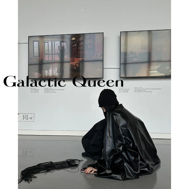 Galactic Queen羊毛混纺针织堆堆帽子女秋冬复古卷边毛线冷帽