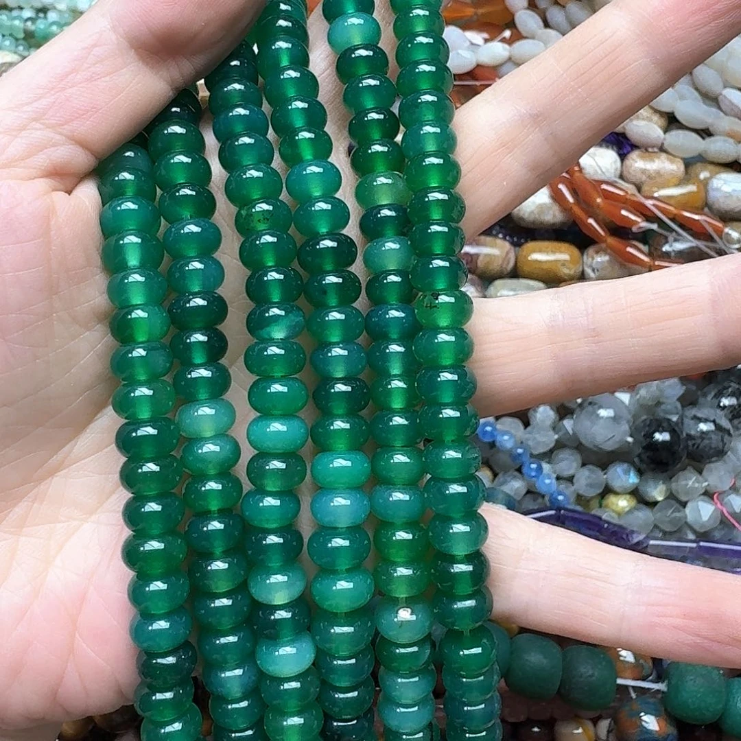 玛瑙/玉髓未镶嵌珠宝半成品一条8m绿玛瑙算盘