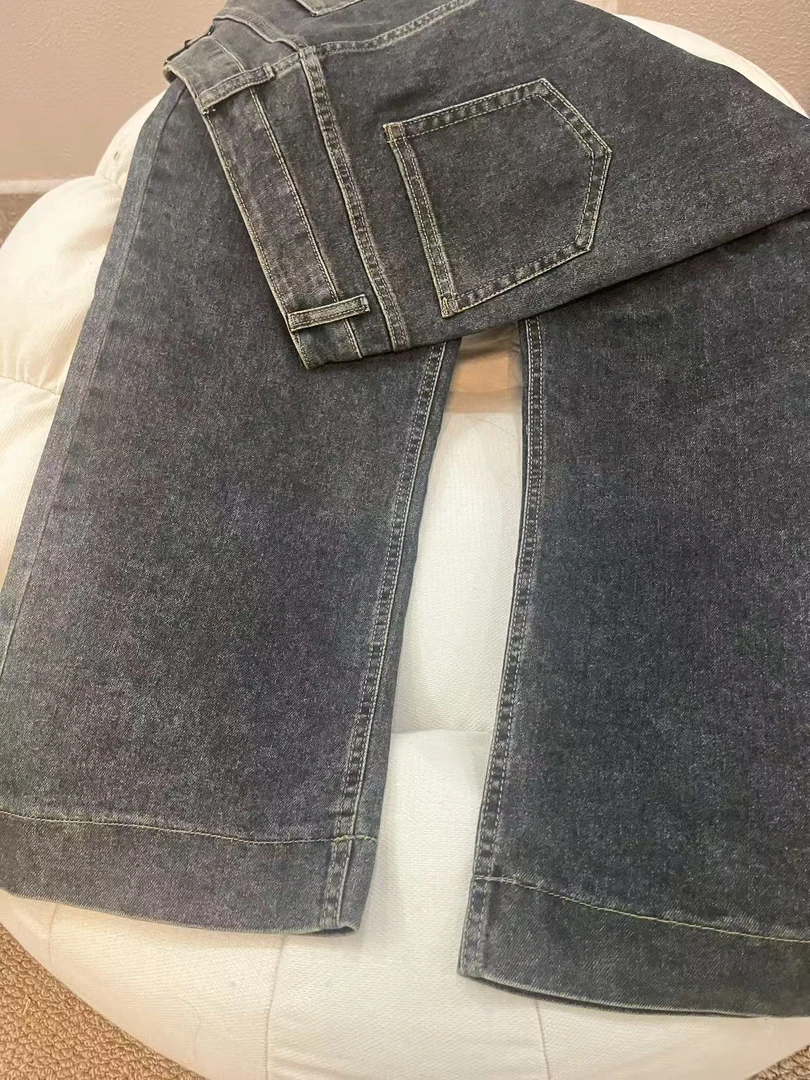 大码弹力秋季新款韩版阔腿显瘦高腰女装牛仔裤