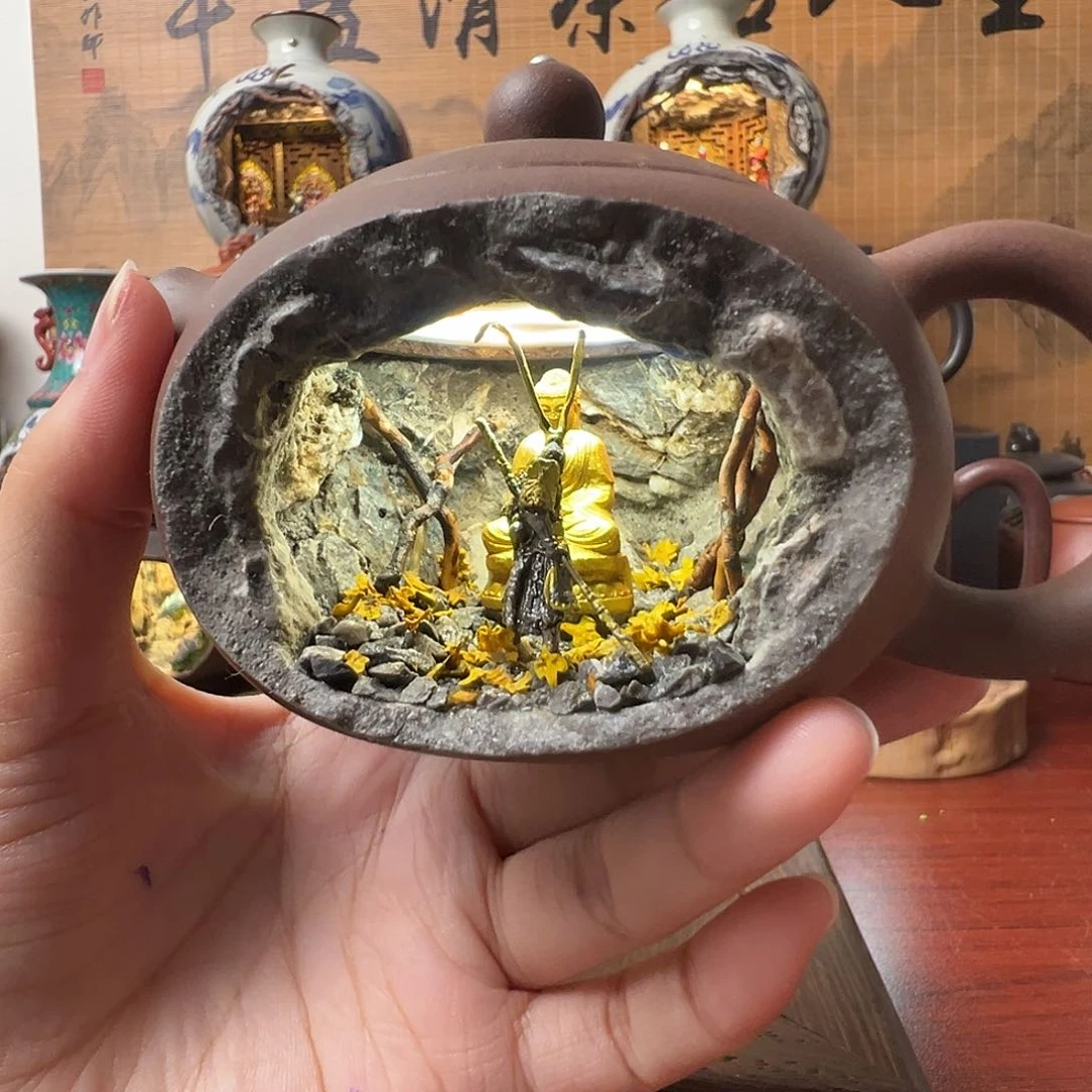 无花朵紫砂壶微景观茶壶