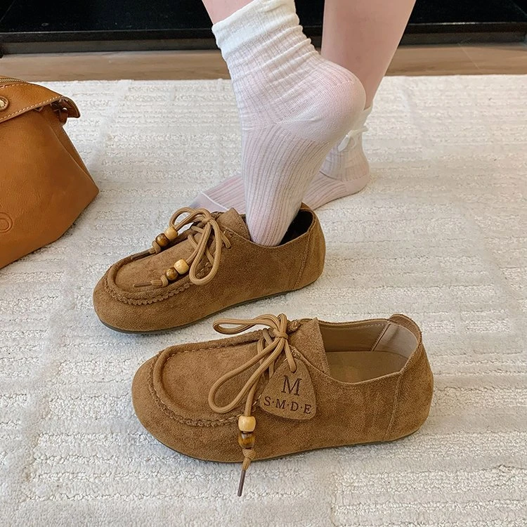 厚底复古全包勃肯鞋女2025新款秋季百搭休闲袋鼠鞋豆豆乐福鞋单鞋
