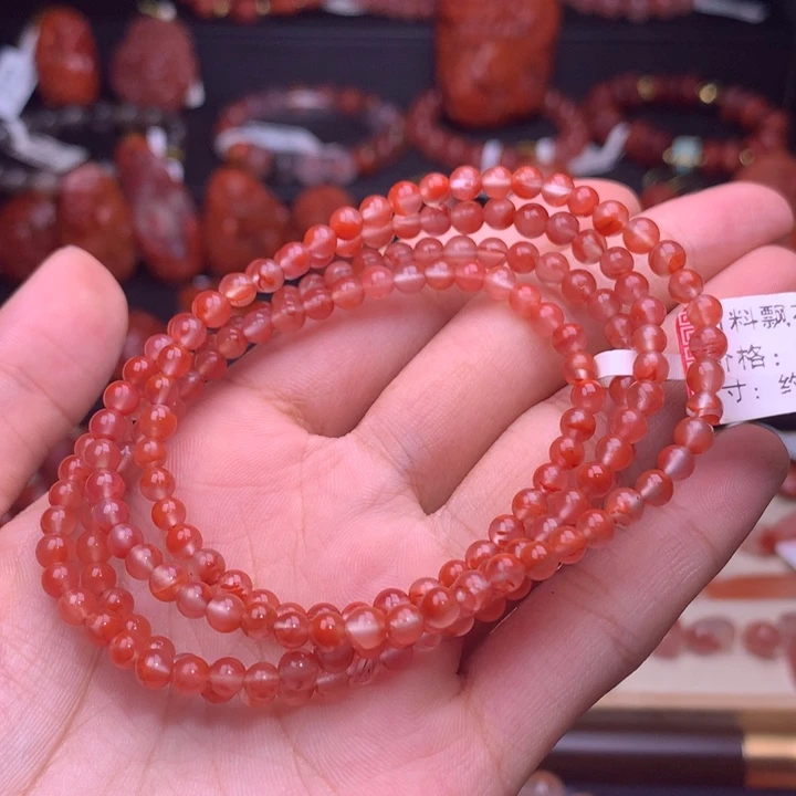 南红玛瑙未镶嵌珠宝半成品冰飘多圈