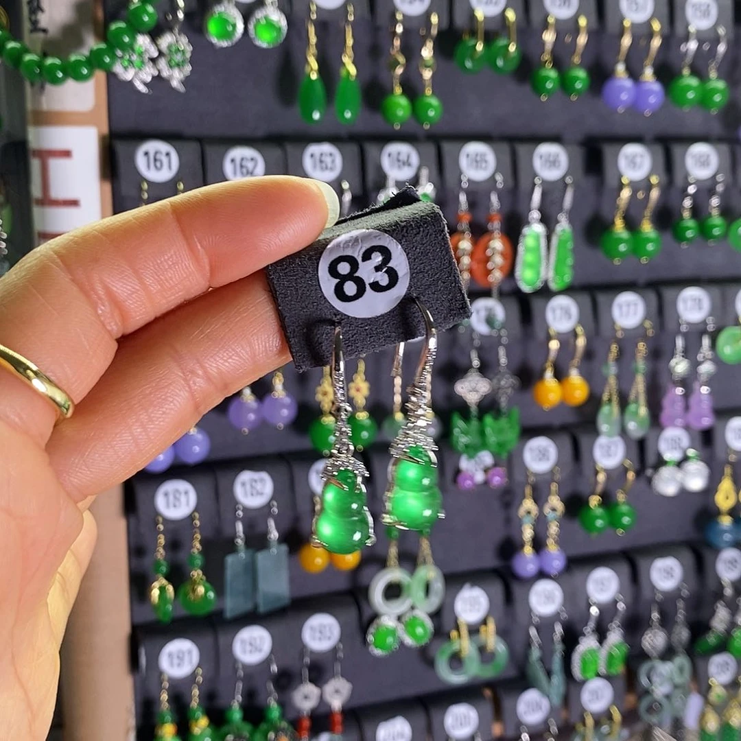 银S925镶嵌翡翠耳饰83