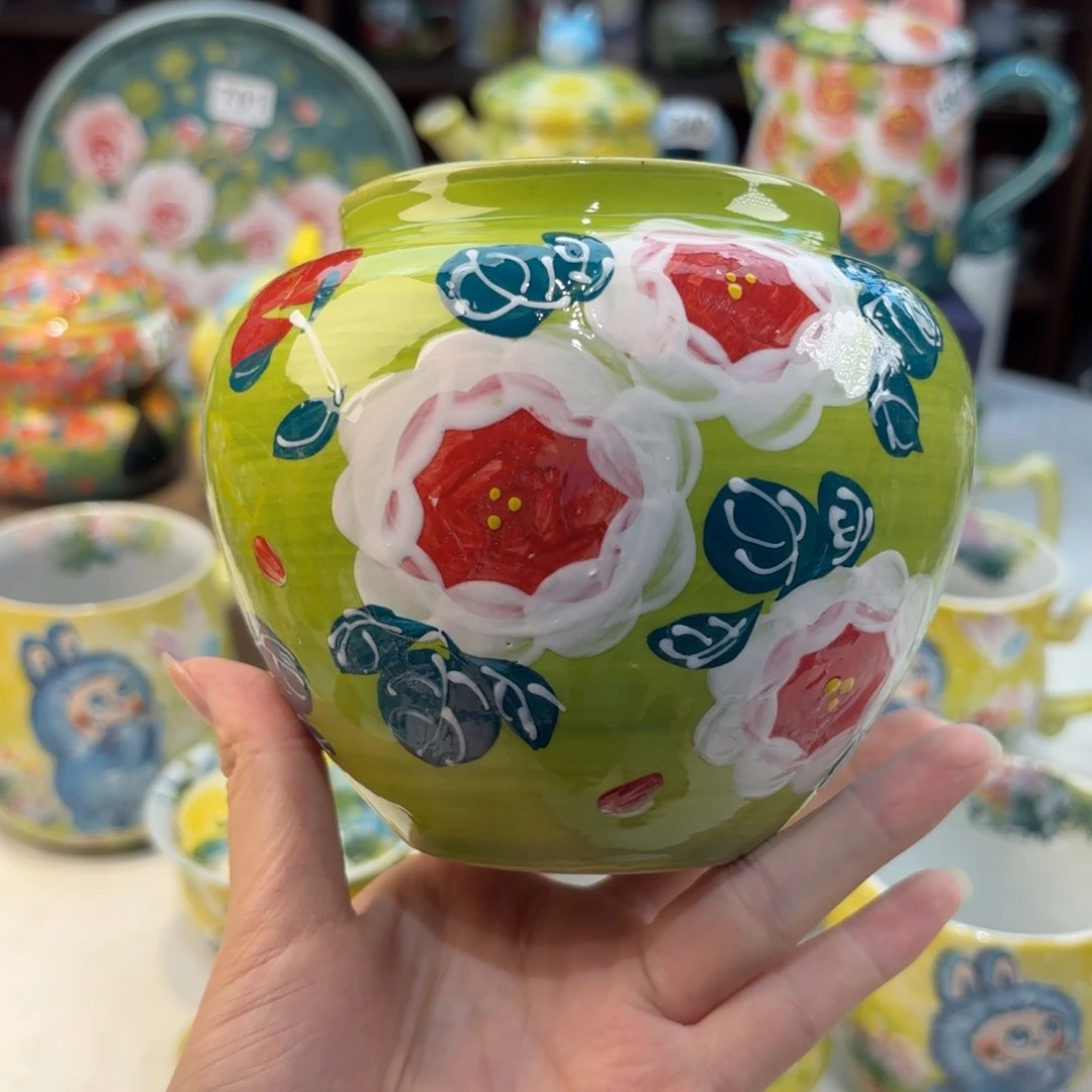 瓷片景德镇手绘高温釉下彩陶瓷茶具