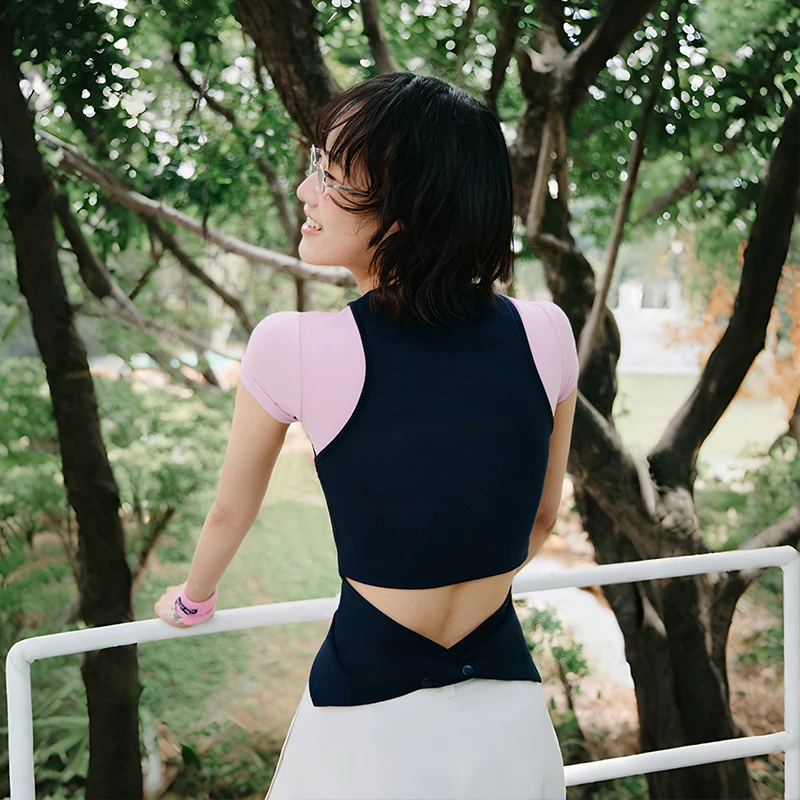 「PINPINPLUS」PP+两件戏法修身收腰假两件绑带T恤PABEB210014H