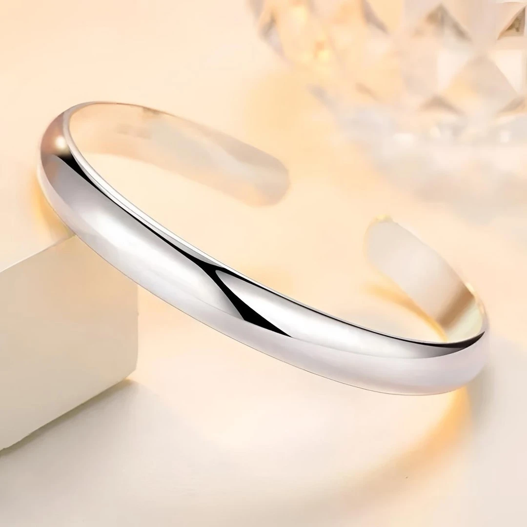 足银手镯 【A44】亮面素圈足银999.9纯银光面开口镯简约百搭可