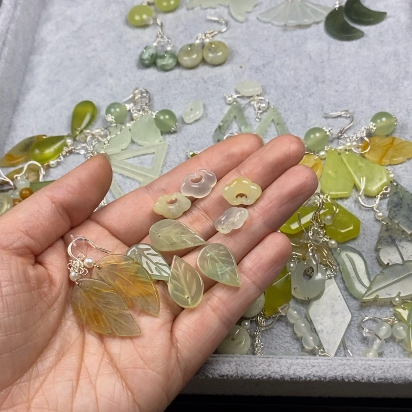 【闪购商品】蛇纹石玉挂件耳饰耳环项链未镶嵌跑****外