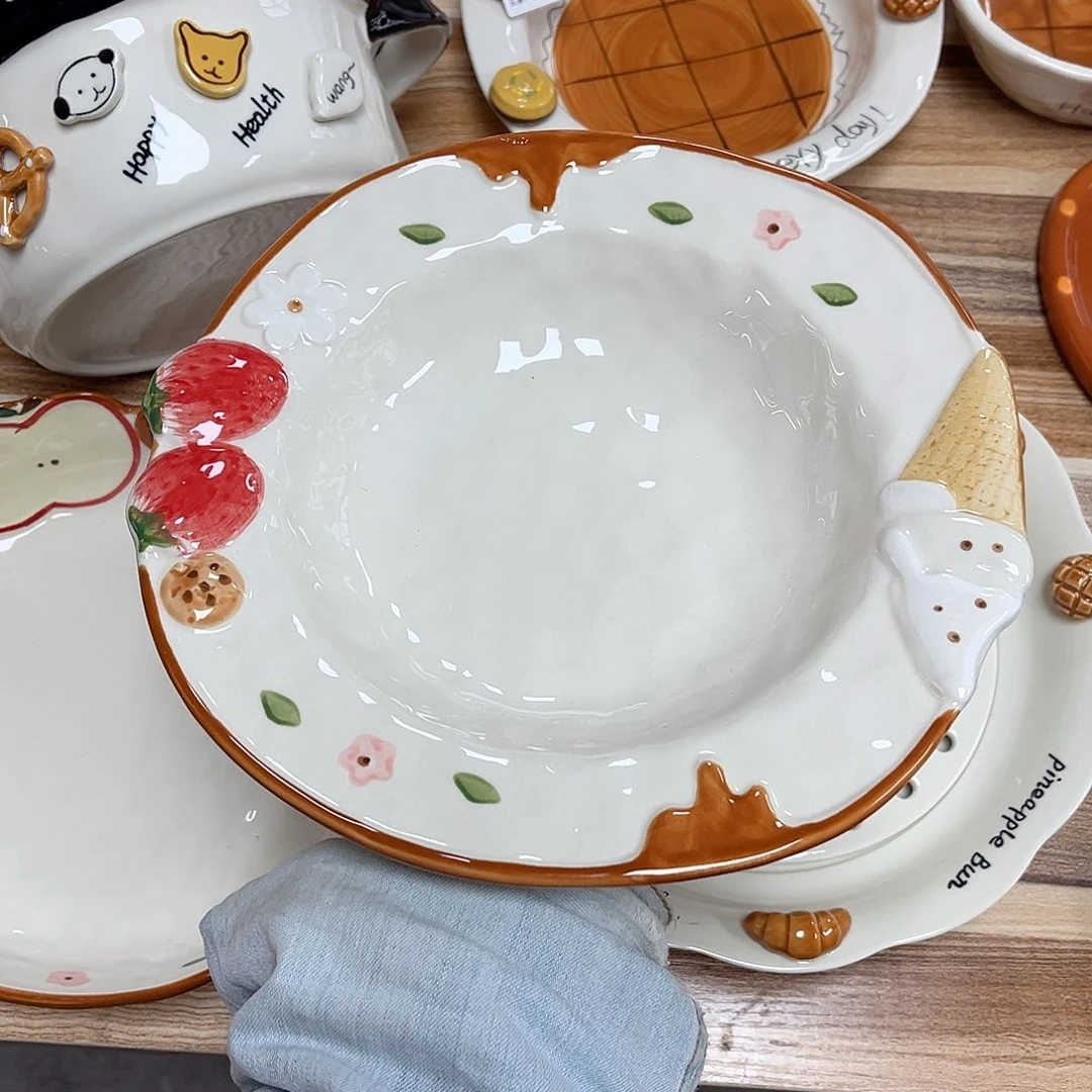 陶瓷海派甜心冰淇淋9寸盘子陶瓷餐具默认微微瑕