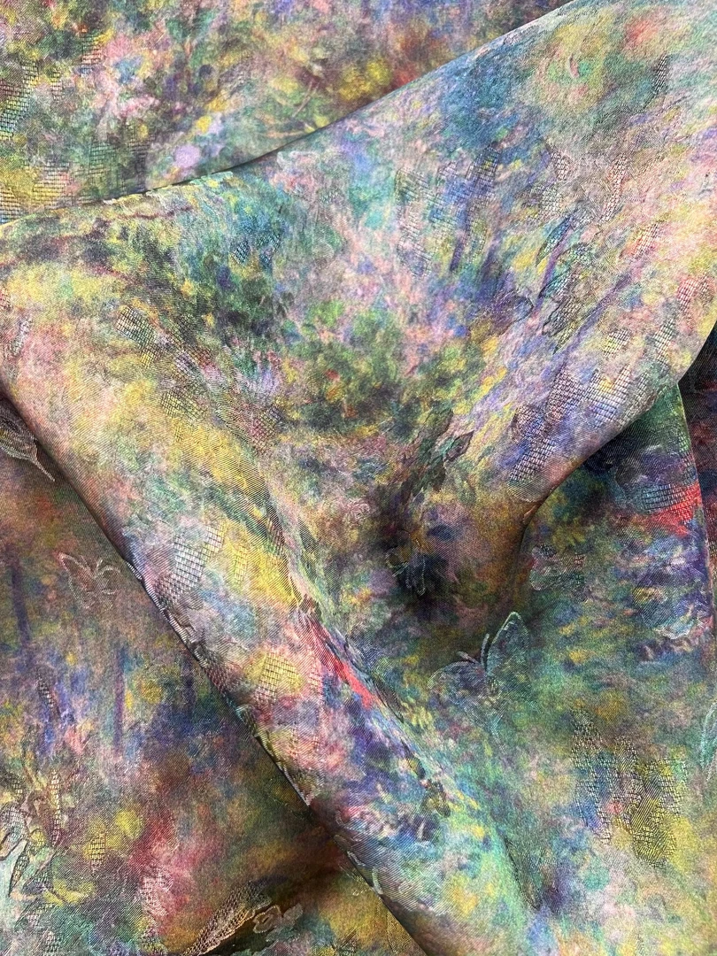 （琉金彩光）高定新中式香云纱 花萝提花布头（开裁不退换）