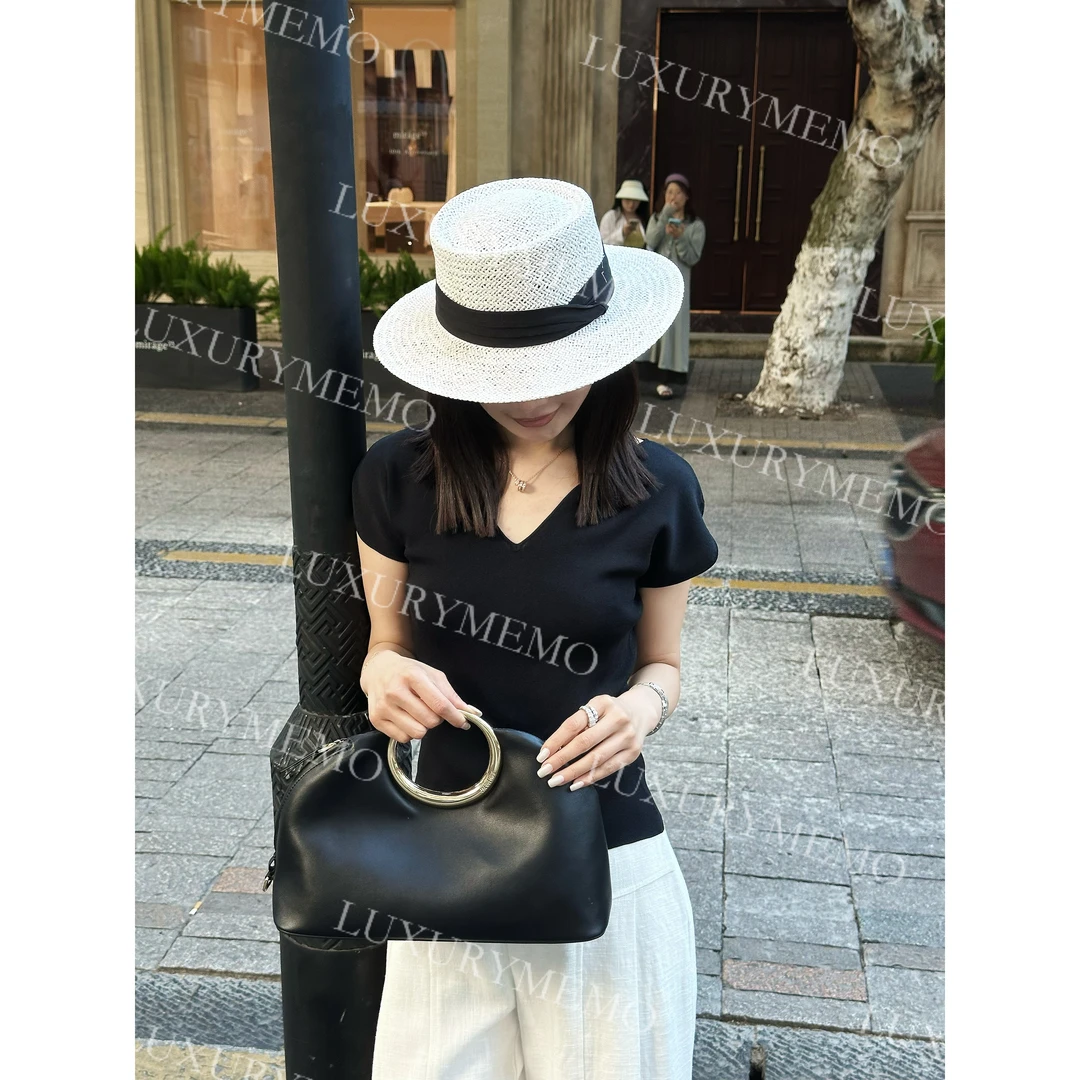 LUXURYMEMO【极简主义】法式重磅设计感郁金香廓形定制针织短袖上衣