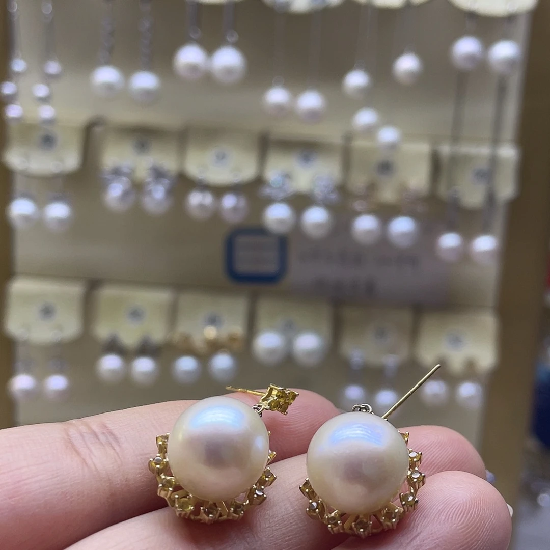 淡水珍珠耳饰银S925镶嵌