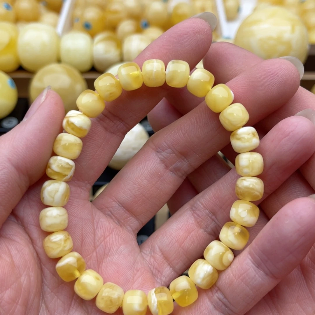裸石琥珀未镶嵌蜜蜡手串八鸽