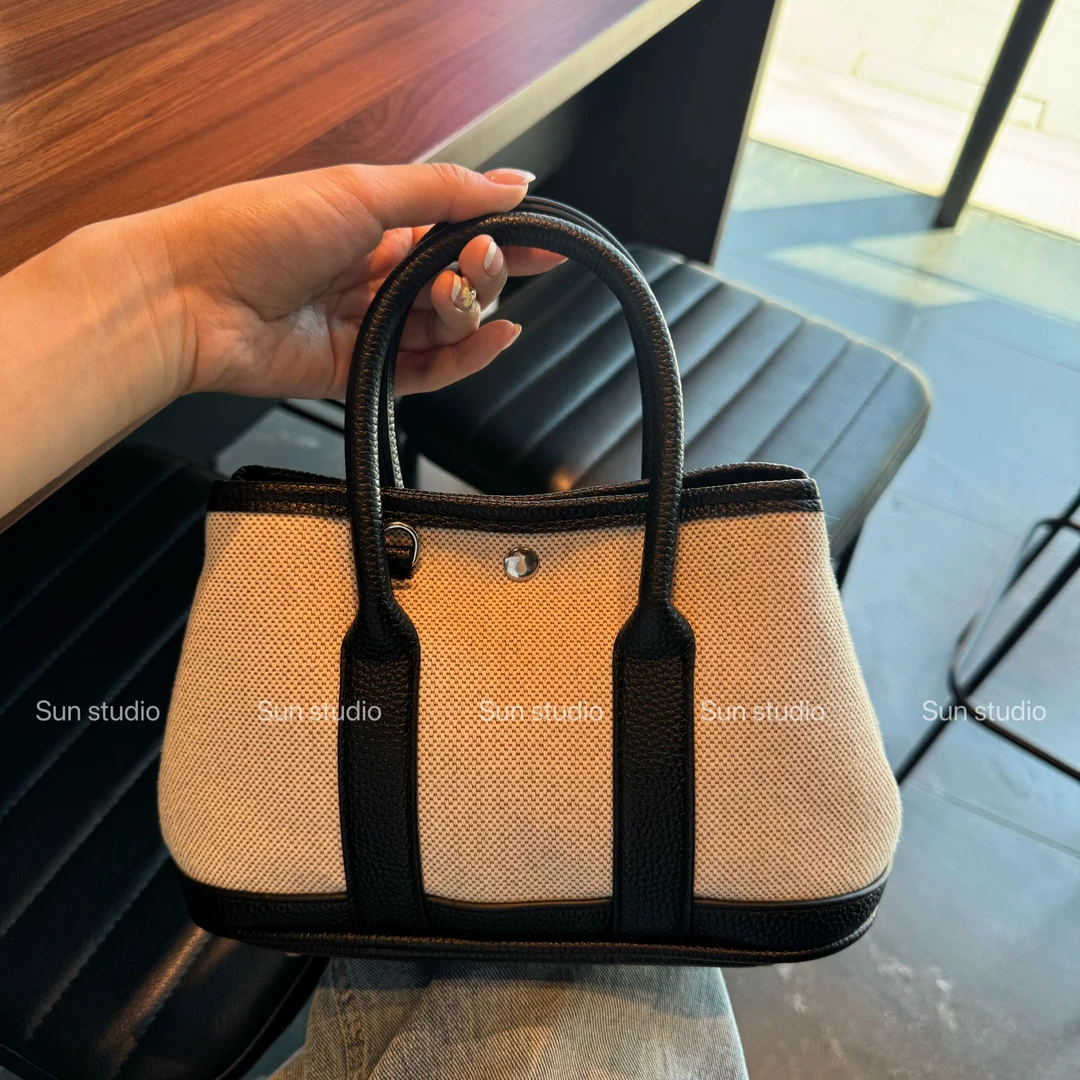 【Sun·studio】小众设计撞色包/百搭斜挎包时尚手提包/拼接帆布包