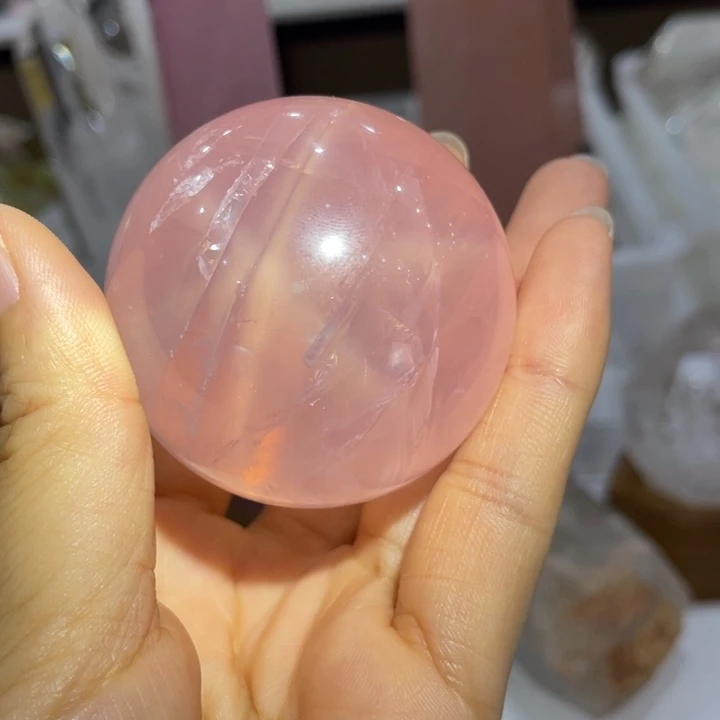 粉水晶球六芒星未镶嵌水晶