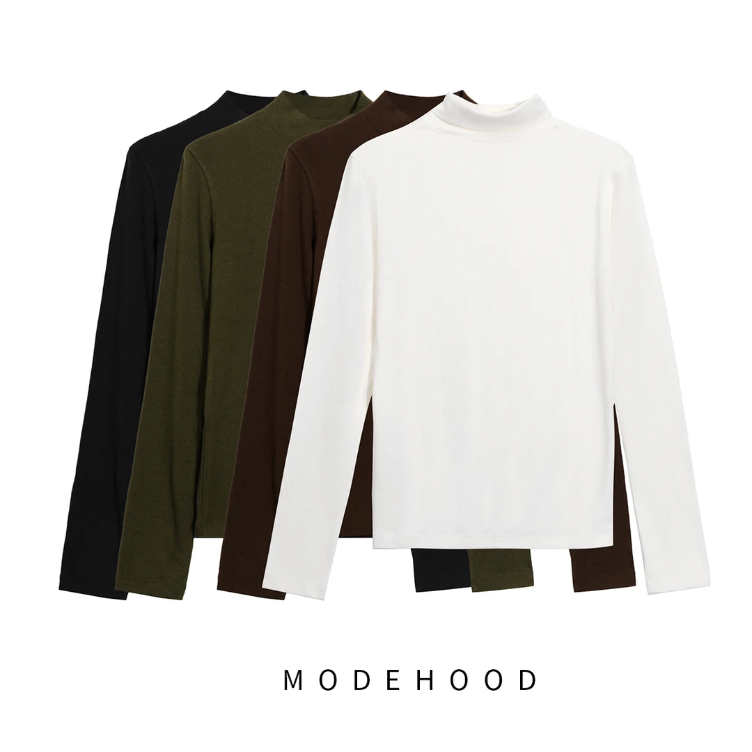MODEHOOD伊凡【珍珠】2025秋冬珍珠山羊绒多色半高领打底QZ-105