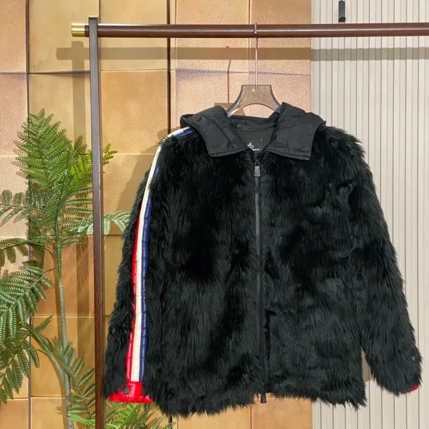 Moncler Maglia黑色条纹毛毛外套/xs码/99新/女23193