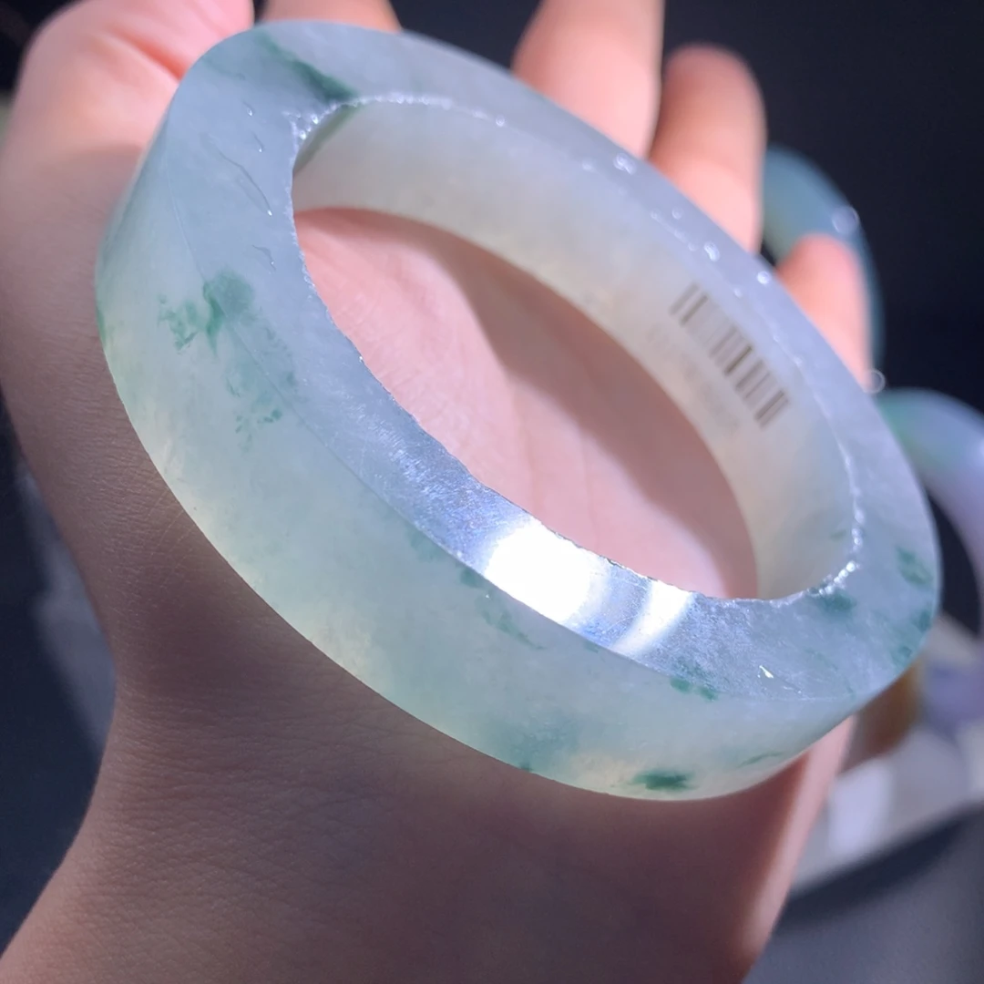 定制翡翠未镶嵌手镯冰飘花55-59