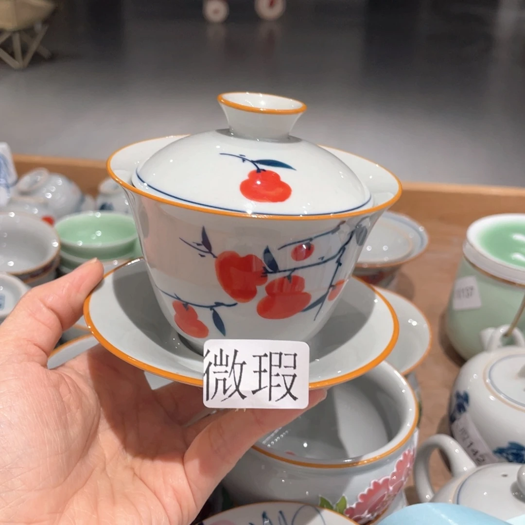 釉下彩纯手绘有瑕